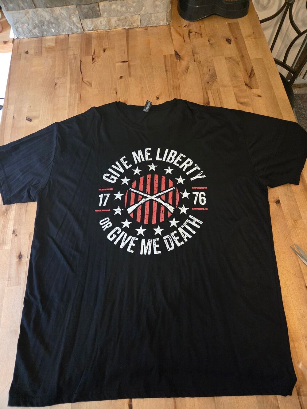 RTP Apparel Men’s 3XL 100% Cotton Black Graphic Tee - Give Me Liberty 1776